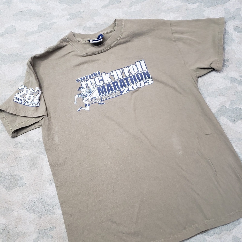 VTG‎ Reebok Suzuki Marathon San Diego Shirt Mens Medium Green Y2k Running